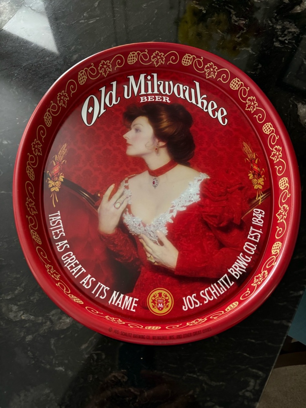 Old Milwaukee Vintage Red Decorative Serving Tray